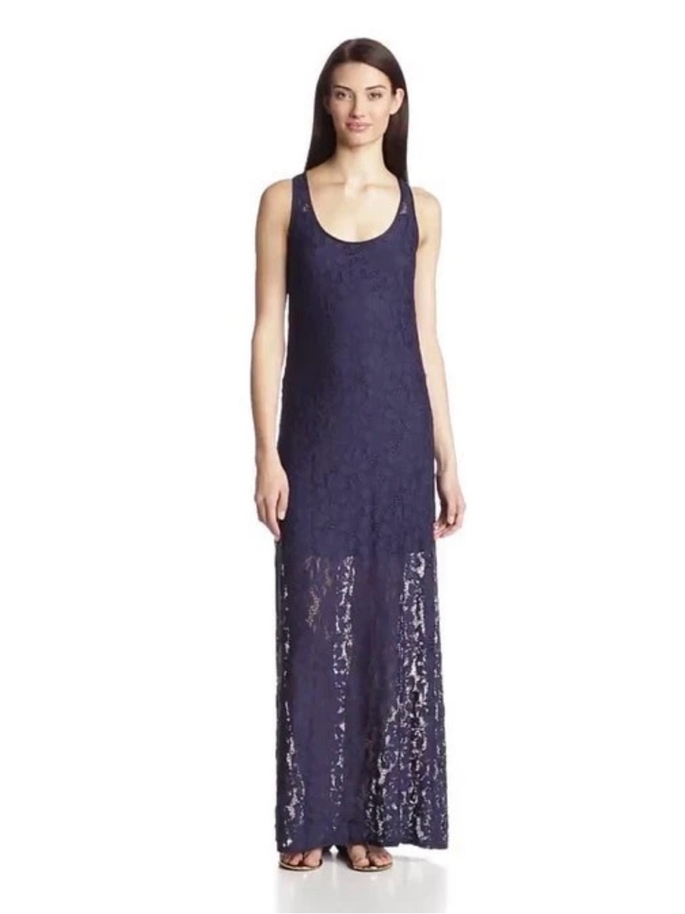 Tommy Bahama Navy Lace Maxi Dress Size Large PTP 19”-21”
